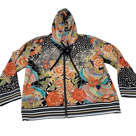 Johnny Was Sunrise full zip hoodie sweatshirt boho bright jacket - Picture 1 of 9
